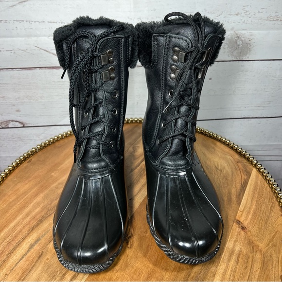 Steve Madden Black Waterproof Faux Fur Lined Boot Sz 9 - Picture 2 of 9